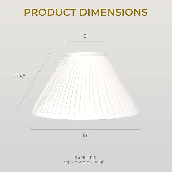Royal Designs Coolie Empire Side Pleat Basic Lamp Shade, White, 6" x 18" x 11.5, BS-727-18WH