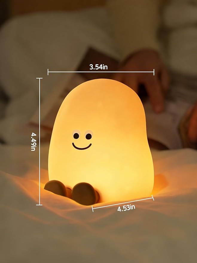 QANYI Squishy Potato Night Light with Timer, 7 Color Changing & Dimmer, Rechargeable Silicone Lamp - Soft Glow for Bedroom, Desk, Cute Funny Gift for Adults Teens