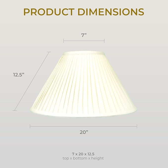 Royal Designs "Coolie Empire Side Pleat Basic Lamp Shade, Eggshell, 7"" x 20"" x 12.5""" (BS-727-20EG)