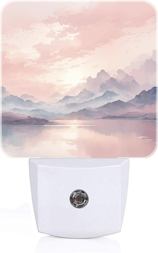 Mountain and River Night Light,Plug Into Wall with Dusk to Dawn Light Sensors, Warm Nightlights for Bedroom, Bathroom, Hallway, Kitchen, Gifts Ideal for Boys Girls Women Men