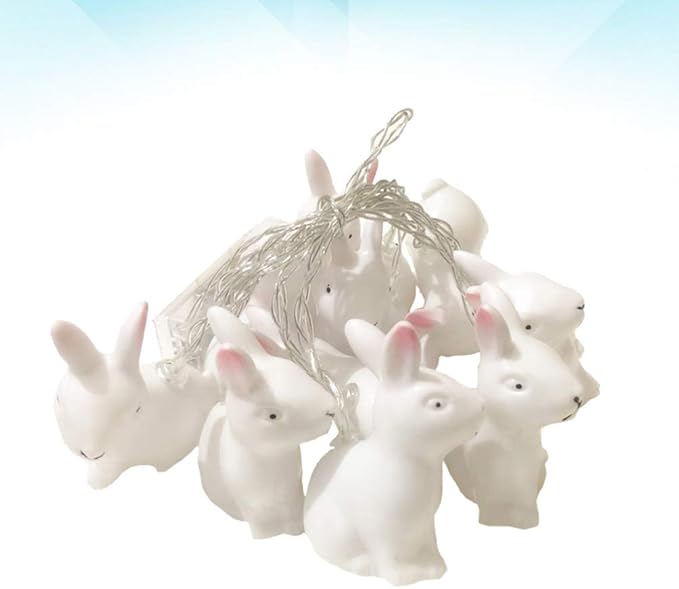 ABOOFAN String Easter Rabbit Lights Easter Electric Lights Led Rabbit Party Ornament Led Bunny White Outdoor Animal