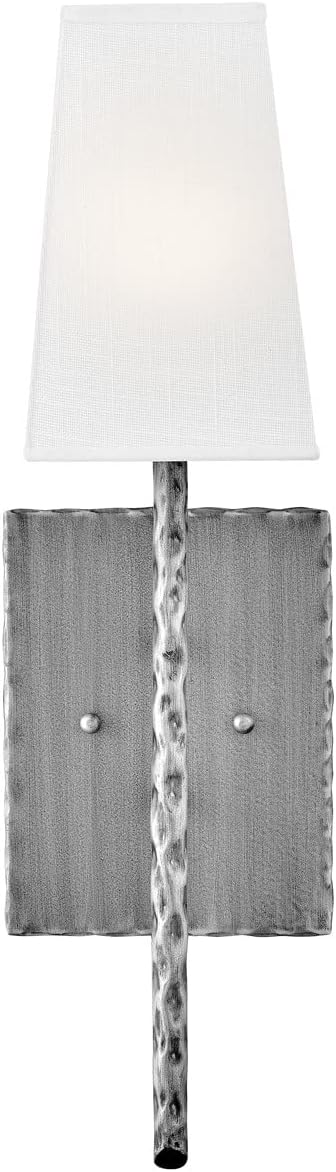 Hinkley Tress Large Single Light Wall Sconce - Hammered Details, Off-White Textured Shade - Burnished Nickel