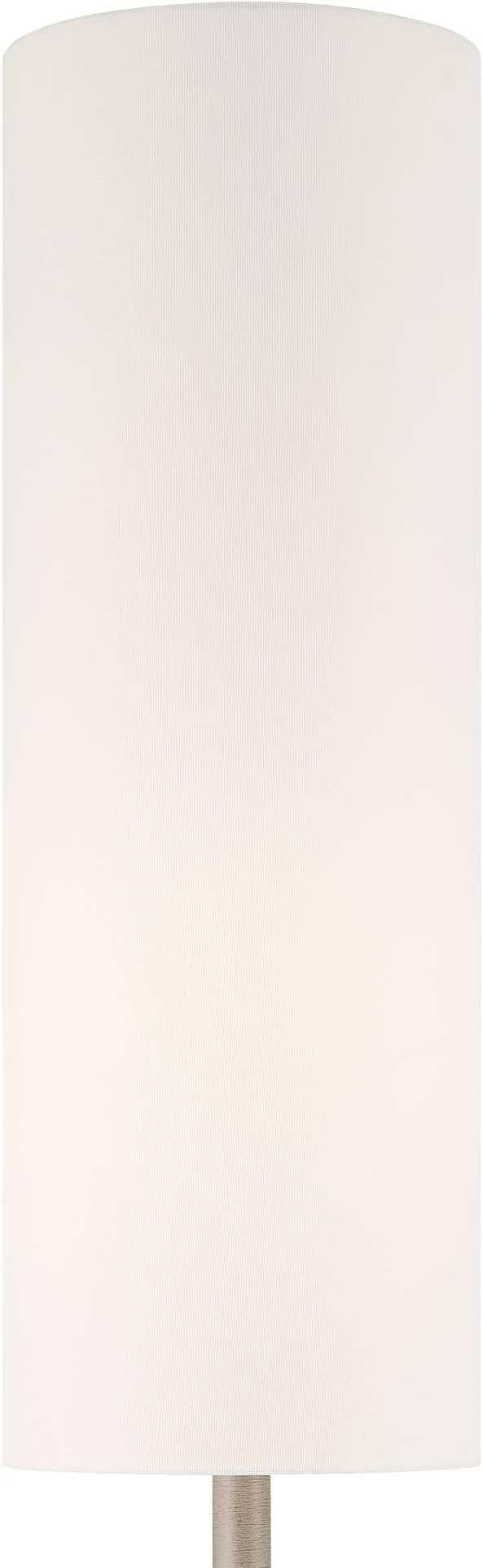 Possini Euro Design Moderne Mid Century Modern 62" Tall Standing Floor Lamp Droplet Foot Switch Natural Gray Metal Living Room Bedroom House Reading Office Home Decor Entryway White Drum Shade