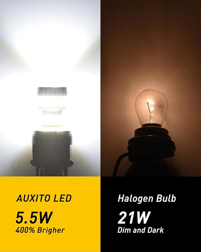 AUXITO 1157 LED Bulb White, 400% Super Bright 2057 2357 7528 BAY15D LED Light Bulbs for Backup Reverse Signal Blinker Tail Parking DRL Brake Lights, 6000K White