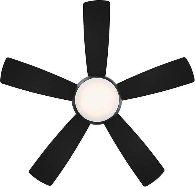 WAC Lighting F-034L-MB Odyssey 44" Hugger Ceiling Fan with LED Lights & Remote, Matte Black