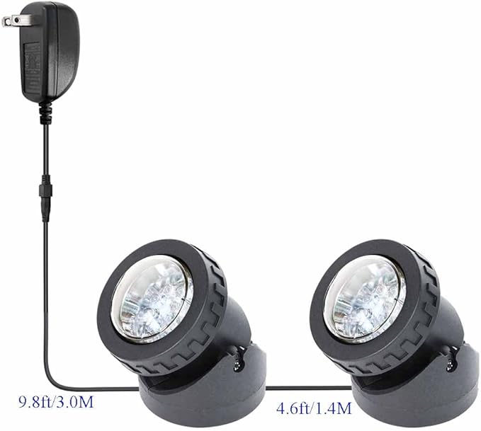 Pond Lights Colored with Timer, Fountain Lights IP68 Waterproof Underwater LED Dimmable Outdoor Spotlights for Lawn Pond Fountain Waterfall Garden Landscape, 2 Lights