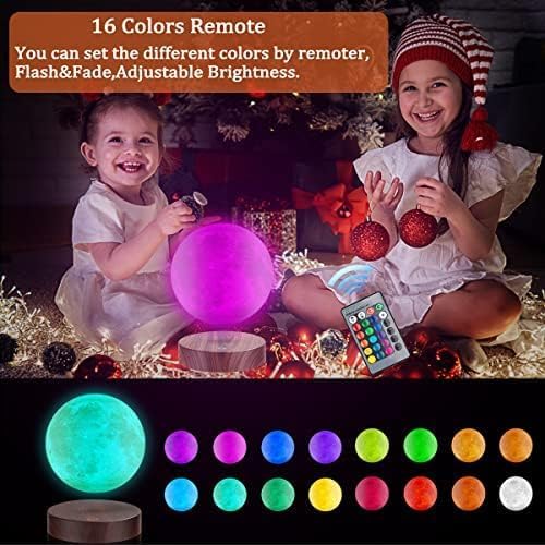 VGAzer Levitating Moon Lamp.Floating and Spinning in Air Freely with Luxury Wooden Base and 3D Printing LED Moon Light Colors,for Unique Gifts,Room Decor,Night Light,Office Desk Tech Toys -6 Inch