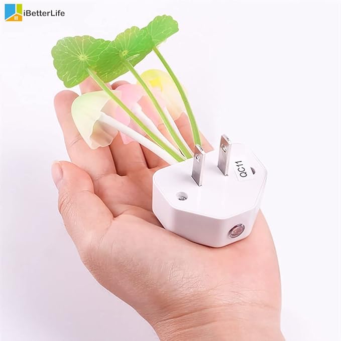 iBetterLife LED Smart Sensor 0.6W Color Changing Plug-in Night Lights for Kids Adults Cute Mushroom Bedroom Home Decor Light Wall Lamps