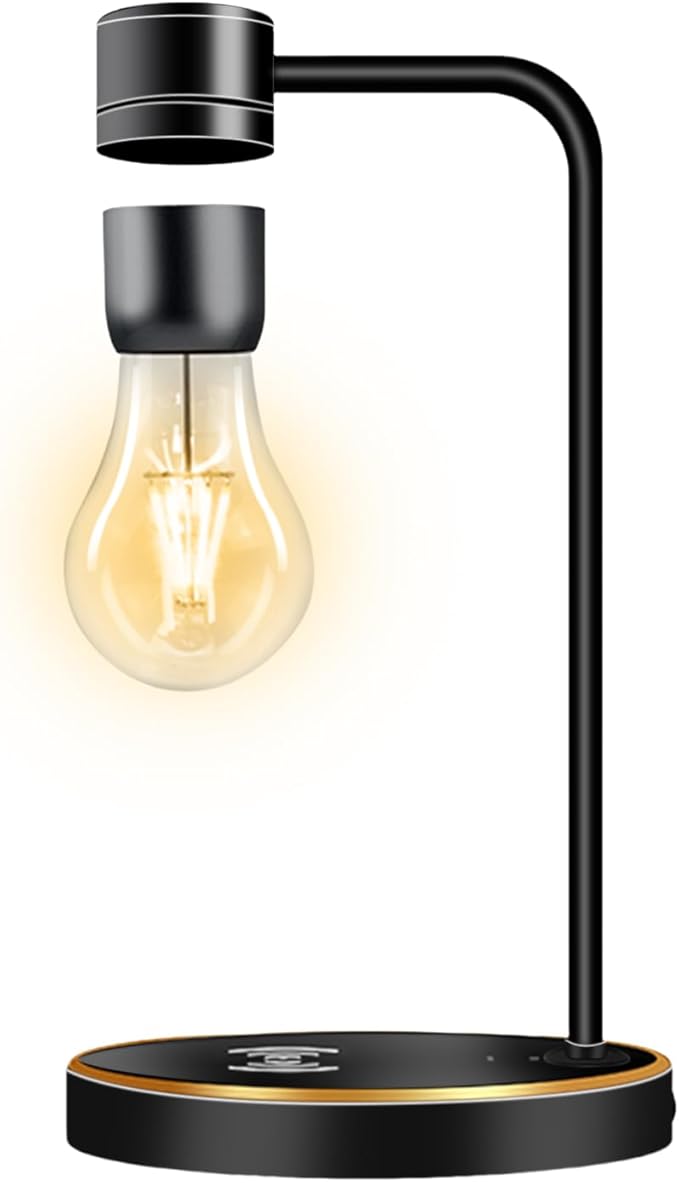 VGAzer Floating Light Bulb,Wireless Charger Magnetic Levitation Bulb Night Lights, Levitating Bulb Lamp for Room, Office Desk Decoration