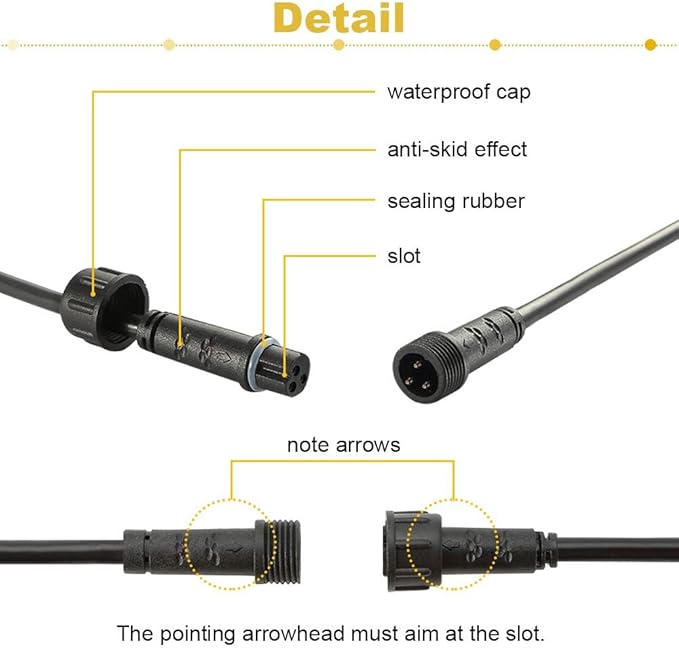 FVTLED 3m 9.84ft 3Pin Extension Cable Wire with Male and Female Connectors at Both Ends for FVTLED Dual Color Temperature CCT Deck Lights,Pack of 5