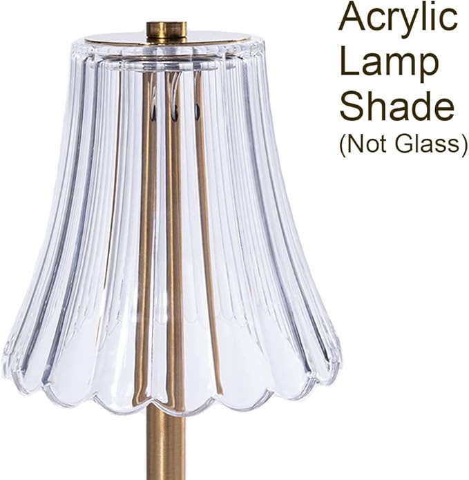 Cordless Table Lamps for Home,Table,Dining Room, Gold Rechargeable Lamps, USB Charge 12'' Tall LED Brass Portable Outdoor Indoor Table Lamp with Built-in Dimmer