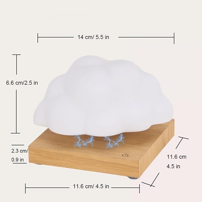 3D Floating Cloud Lamp Magnetic Levitating Cloud Lamp LED Rotation Cloud Lights, Cute Night Light, Touch Control Floating Lamp for Home Decor, Office, Bedroom, Gift Idea