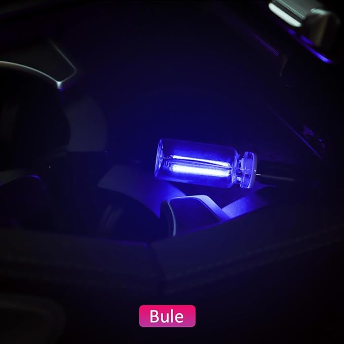 Car USB Glass Bottle Night Light - Touch Control Dimmable Ambient LED Cup Holder Light for Car Interior with Soft Glow, USB Plug and Play Design (Blue)