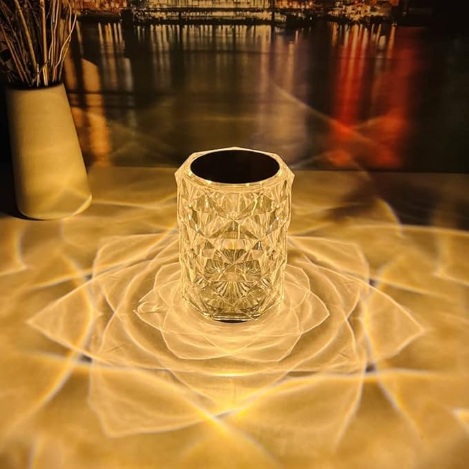 Crystal Lamp, Crystal Table Lamp Rose Crystal Lamp USB Diamond Table Lamp 16 Color Changing Touch Crystal Lamp (C)