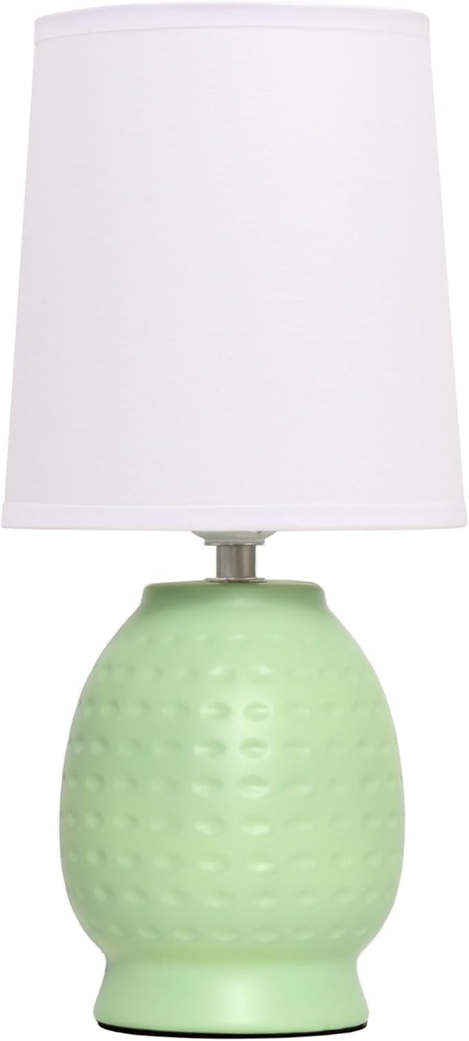 Simple Designs LT1161-LIM 12.5" Chic Glow Petite Dimpled Ceramic Table Lamp, for Bedroom, Office, Living Room, Stylish Spaces, Lime Green