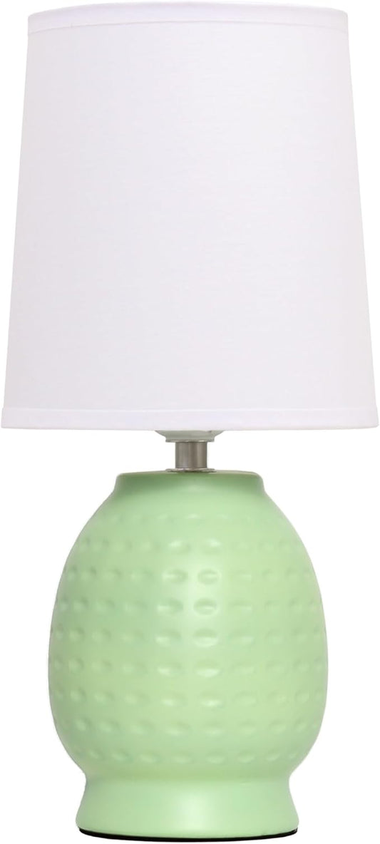 Simple Designs LT1161-LIM 12.5" Chic Glow Petite Dimpled Ceramic Table Lamp, for Bedroom, Office, Living Room, Stylish Spaces, Lime Green