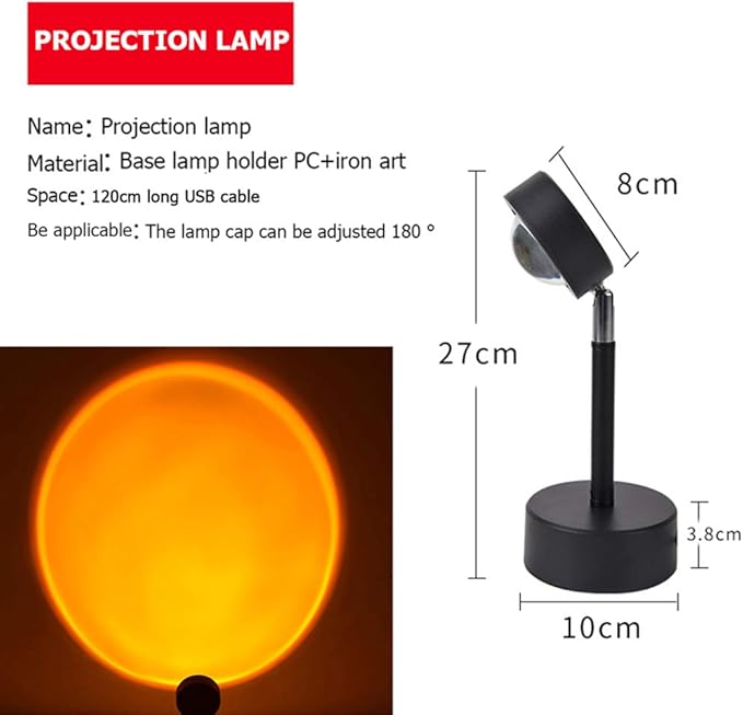 Eternal Sunset Projection LampRomantic Display in Party Bedroom Living Room, Sunset Projector for Living Room Bedroom Hotel Restaurant Decor Live Stream Ins Photography TikTop (Sun)