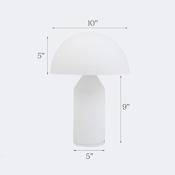 Brightech Venus Glass - 14" Contemporary Table Lamp with Glass Shade and Body - Unique Mushroom Table Lamp - Dimmable LED Light Bulbs for Bedroom Reading, Great Décor for Living Rooms, Offices