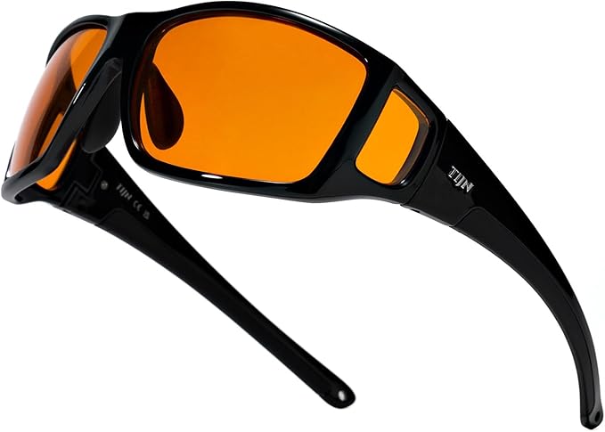 TIJN Sonia Sleep Glasses for Blue & Green Light Blocking,Red Lens with Dual AR Coating,Wraparound Frame for Gaming Screen