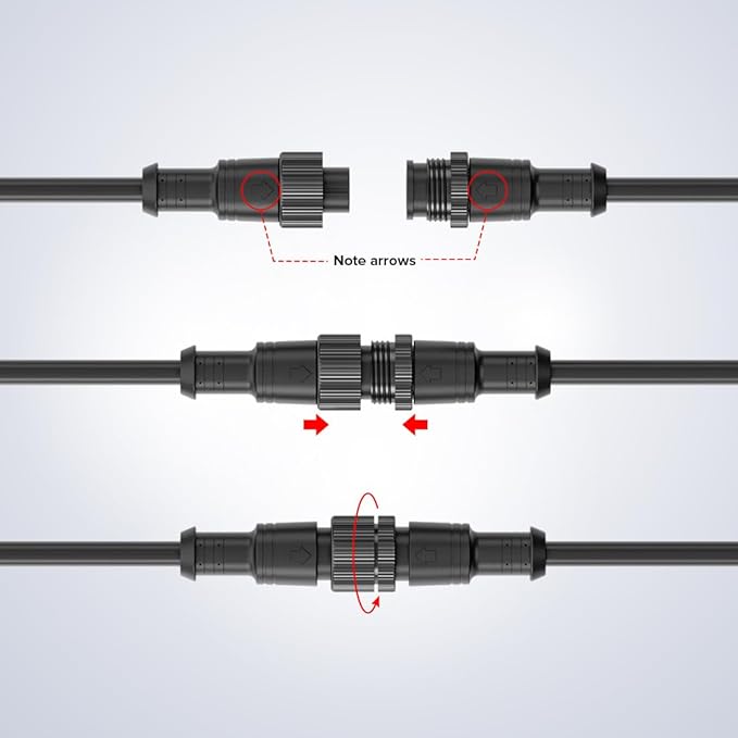 BTF-LIGHTING 3 Core 3 pin Big Size IP67 Y Shape 1 Male-Divided-3 Female Splitter Connctor Black Plastics 0.75mm²/18AWG 22mm Metal Metal Nut Support All 3 pin Big Size IP67 Connectors