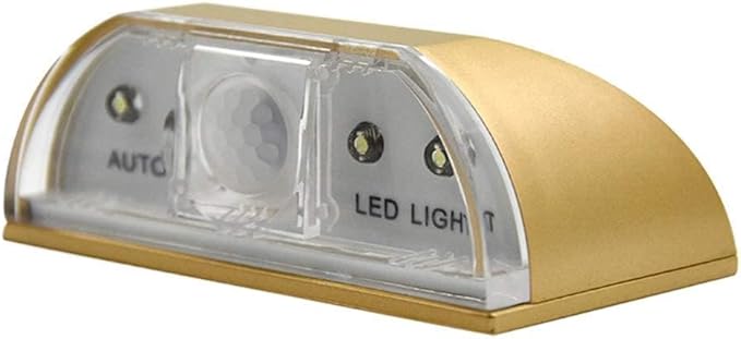 Key Light Door Lights, Small Motion Sensor Light with 4 LED Bulbs, Battery Powered Night Lights for Hallway, Stairway, Kitchen, Closet, Bedroom (2 Pack Gold)