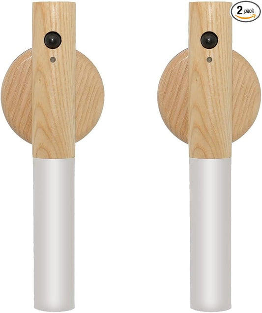 Motion Sensor Wall Sconces, Smart Portable Sensor Night Light Wood USB Rechargeable Magnetic Night Light (White Ash Wood 2PCS)