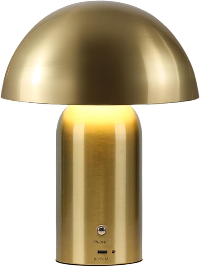 Gold Cordless Table Lamp, LED Rechargeable Battery Operated Desk Lamp, 3-Way Dimming Touch Lamps for Living Room, Small Bedside Nightstand Light for Bedroom