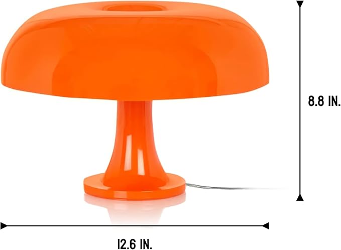Lotus Atelier Orange Mushroom Lamp for Room Aesthetic Modern Lighting for Bedroom | Cool Retro Living Room Decor (Orange)