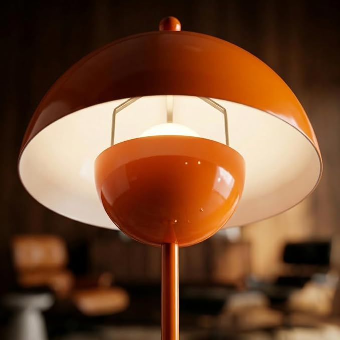 COSYLUX Modern Floor Lamp for Living Room, Industrial Tall Standing Lamp for Bedroom, Metal Shade Reflecting Light Reading Floor Lamp for Office, Nursery Room, Corner(Pastel Orange)
