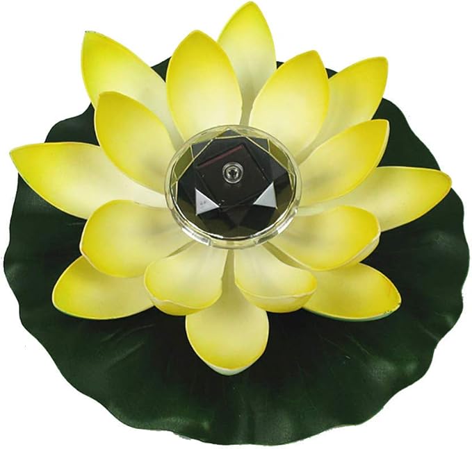 Juesi Floating Pool Lights, Solar Power Floating Lotus Flower LED Accent Light, Color Changing Water Resistant Outdoor Floating Pond Night Light Auto On/Off for Garden Pool Party Ideal Gift (Yellow)