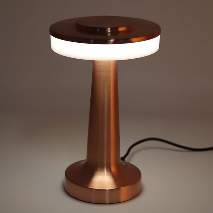 ASHATA Portable LED Retro Touch Control, Modern Table Lamps, 3 Levels Color Temperature Rechargeable Night Light for Hotel Home (Copper)