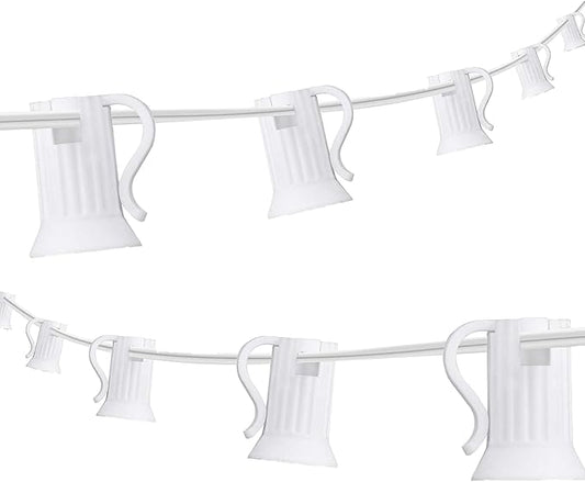 100FT C9 Light String Christmas Stringer, E17 Light Sockets 12" Spacing, C9 Stringer Set White Outdoor String Light Strand for Wedding Patio Event Lighting Decor, White Wire