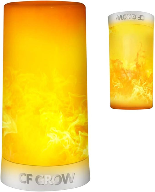 LED Flame Effect Light, USB Rechargeable Flame Candle Waterproof Dimmable 4 Modes Lantern with Gravity Sensing Effect & Magnetic Base, for Halloween, Room, Party, Bar Decor