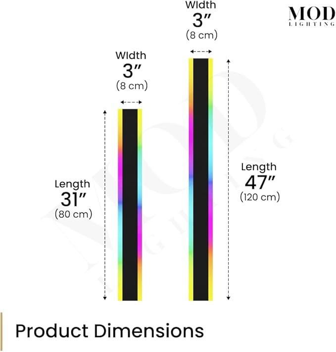 𝗠𝗢𝗗 𝗟𝗜𝗚𝗛𝗧𝗜𝗡𝗚 Haylen RGB | Long Outdoor Wall Lights, 7 Colors and 358 Light Effects, Dimmable with Remote Modern Linear Exterior Light Fixture, Waterproof Wall Sconce 45W, 2-Pack (RGB | 59")