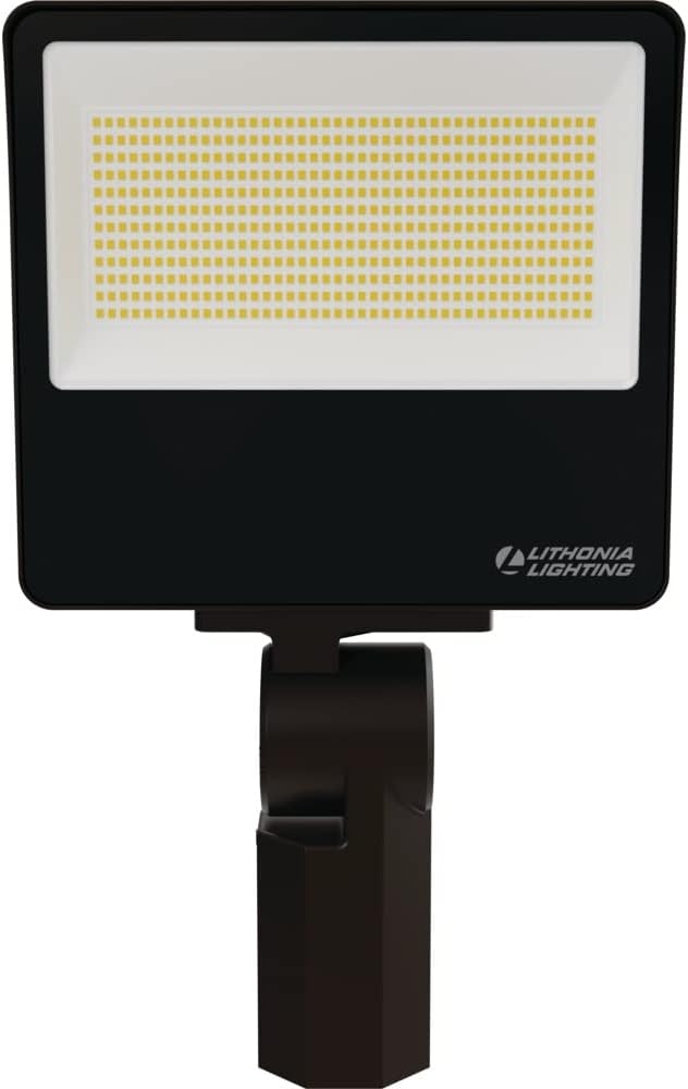 Lithonia Lighting All-in-One LED Flood Light, Waterproof LED Outdoor Light Fixture with Adjustable Brightness and Color Temperature, Yoke or Slipfitter Mount Dusk to Dawn Outdoor Lighting, MVOLT