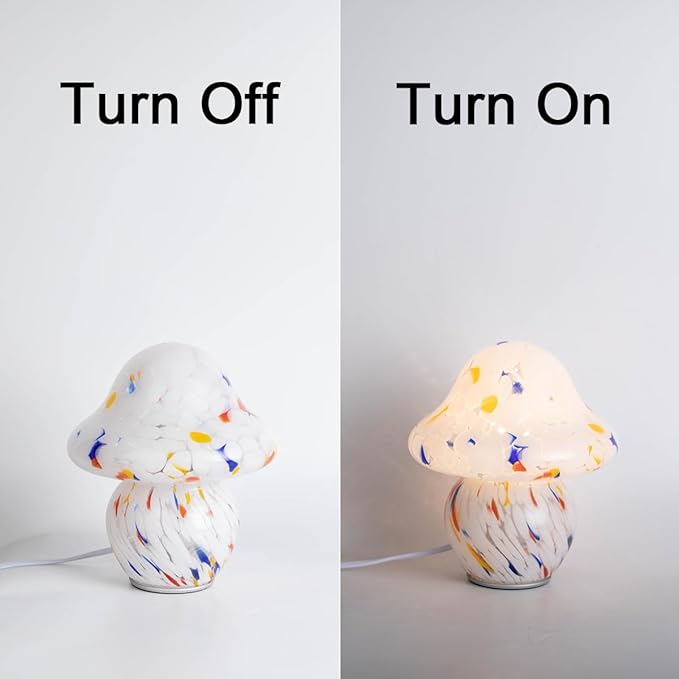 Mushroom Lamp for Bedroom,Mid Century Modern Lamp for Nightstand, Dimmable Retro Egg Tart Bedside Small Lamps,Unique Home Mushroom Decor Aesthetic Cute Table Lamps for Living Room