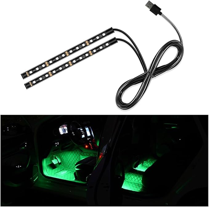 Car LED Strip Light, 24 LED Auto Interior Under Dash Atmosphere Lights with USB Port, Universal Car Accessories
