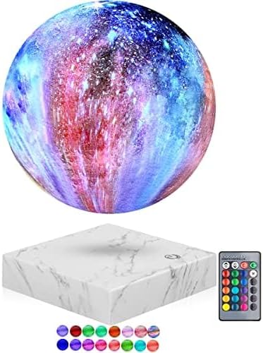 VGAzer 18 Colors Levitating Galaxy Moon Lamp-Marble Base with Remote Floating Light for Christmas Office (Moon Lamp)