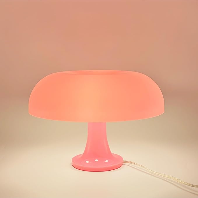 Lotus Atelier Light Pink Mushroom Lamp for Room | Aesthetic Modern Lighting for Bedroom Retro Pink Room Decor Midcentury Lamp