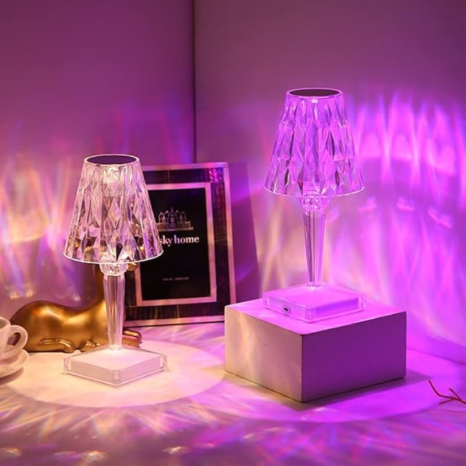 Crystal Lamp, Crystal Table Lamp Rose Crystal Lamp USB Diamond Table Lamp 16 Color Changing Touch Crystal Lamp (I)