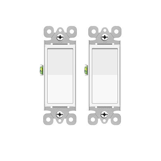 Greencycle 3 Way Light Switch,Three Way Single Pole Switches, 15A 120-277V Rocker Paddle Wall Switch,On Off Switches, Self-Grounding, UL Certified,Residential and Commercial Grade,White,2PK