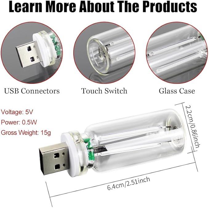 2 PCS Car Lights Interior, Plug-in Retro Car Atmosphere Lamp with Touch Dimmable, Portable Mini Glass Bottle LED Bulb Night Lights for Vehicle Hallway Camping Halloween Decoration (red)