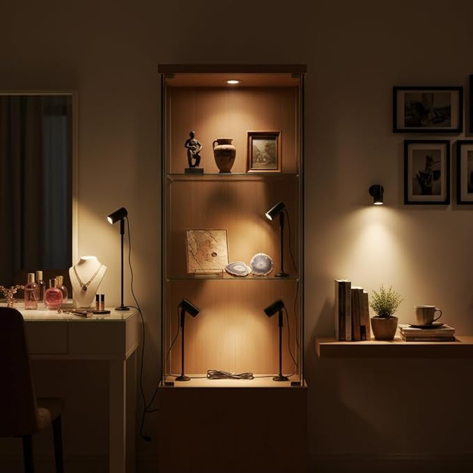 Garosa LED Standing Cabinet Spotlight USB Powered Adjustable Table Accent Light for Artwork Jewelry Display Showroom Gallery Cabinet Shelves(Warm Light)