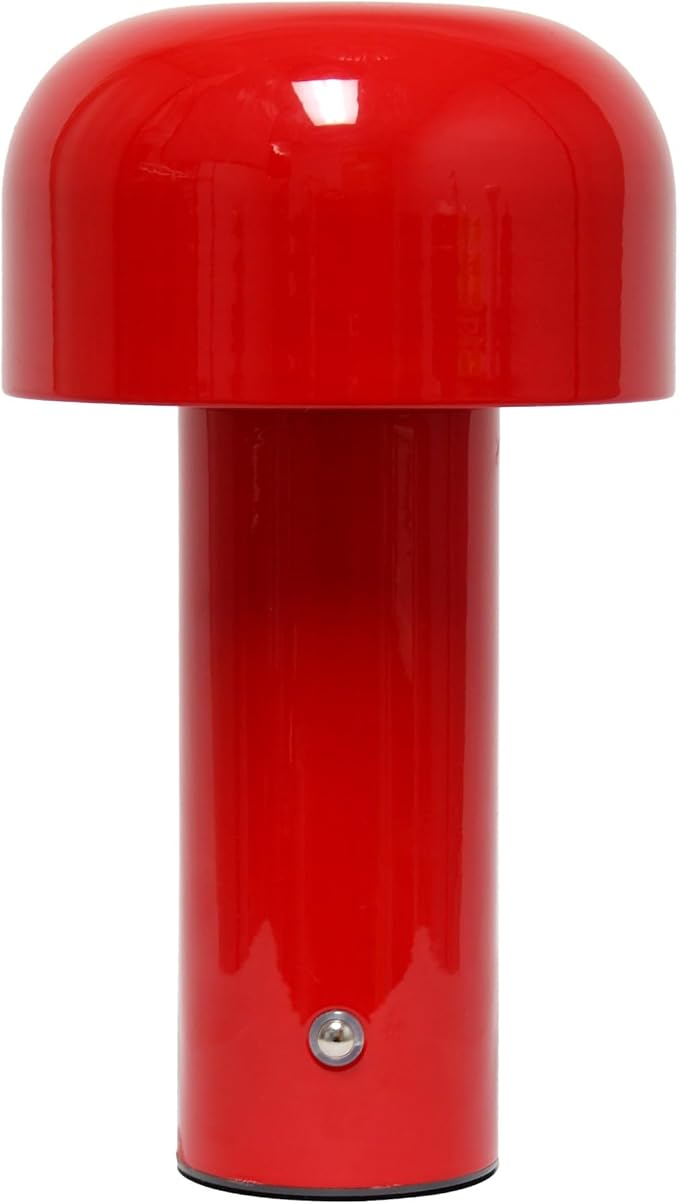 Simple Designs LD1070-RED 8.26" Mushroom Magic Mini Dome Dimming LED Touch Lamp, Portable and Rechargeable, Red