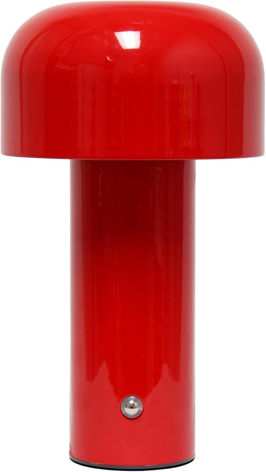 Simple Designs LD1070-RED 8.26" Mushroom Magic Mini Dome Dimming LED Touch Lamp, Portable and Rechargeable, Red