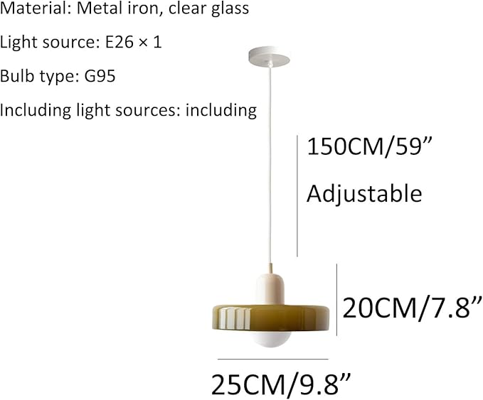 Mid Century Modern Pendant Light Orange Green Glass Hanging Light Nordic Large Single Lamp Vintage Farmhouse Dining Room Chandelier Over Table Kitchen Island Bedroom Hallway Restaurant
