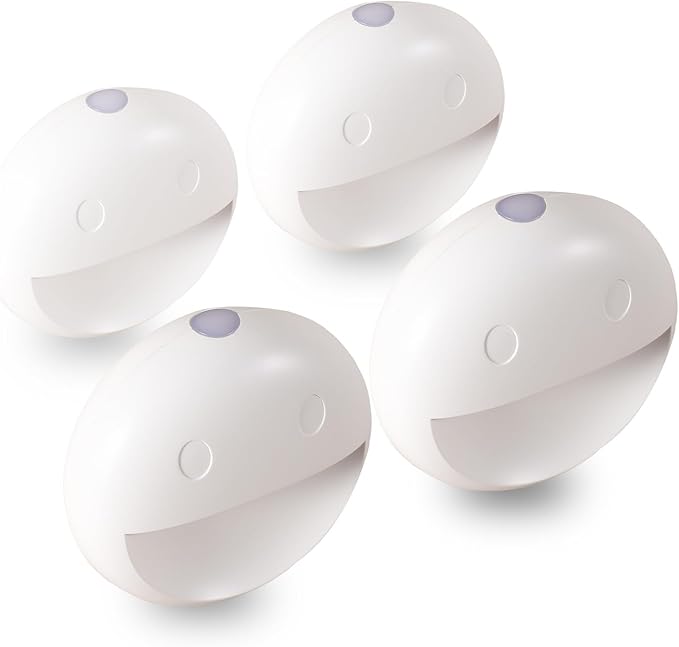 VAVOFO Plug in Night Light with Dusk to Dawn Sensor, 4 Pack Smiley Face LED Night Lights, 4800-5200K Daylight White, Energy Efficient Wall Plug Night Lamp for Bedroom, Hallway, Kids Room