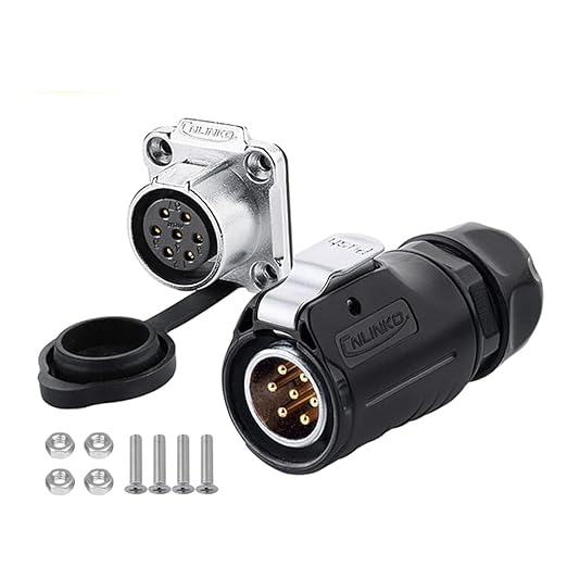 CNLINKO LP20 Series Waterproof Connector, IP68 Laundry Machine Power Connector, Male Female Led 7 Pin M20 Connector for LED Lamp Project Cable Assemble Type (7 pin)