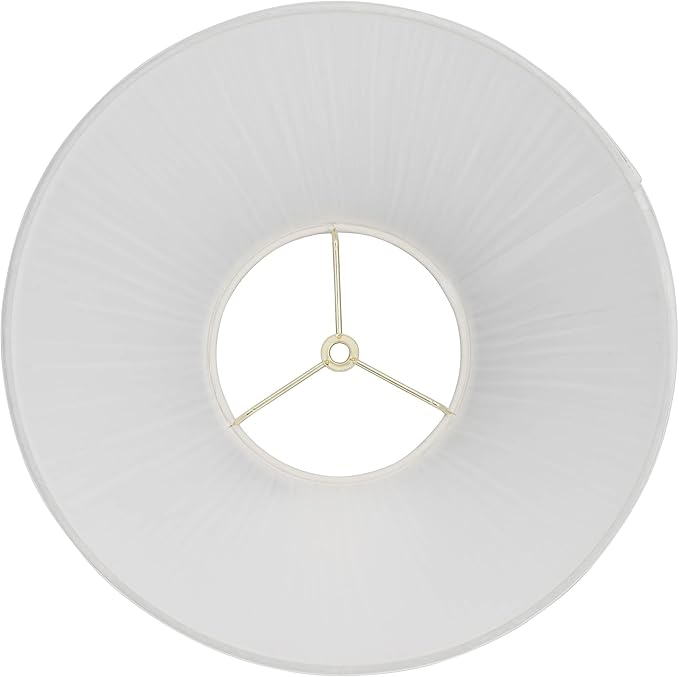 White Mushroom Pleated Large Lamp Shade 6" Top x 14" Bottom x 8" Slant (Spider) Replacement with Harp and Finial - Springcrest