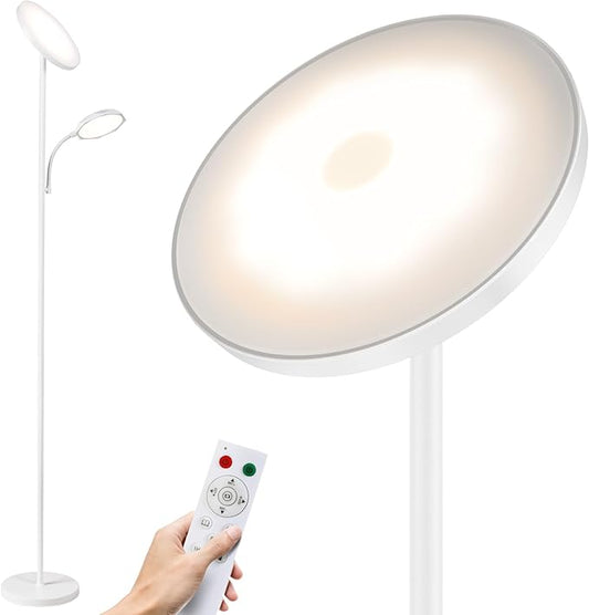 SUNMORY Floor Lamps for Living Room, 48W/4200LM Super Bright LED Floor Lamp with Remote Control, 69" Tall Standing Lamp with Stepless Dimmable, Modern Torchiere Reading Lamp for Bedroom, Office White